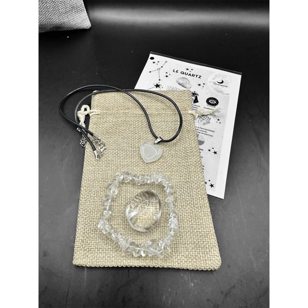 Pochon prêt à offrir Cristal de Roche Pierre Naturelle de lithothérapie