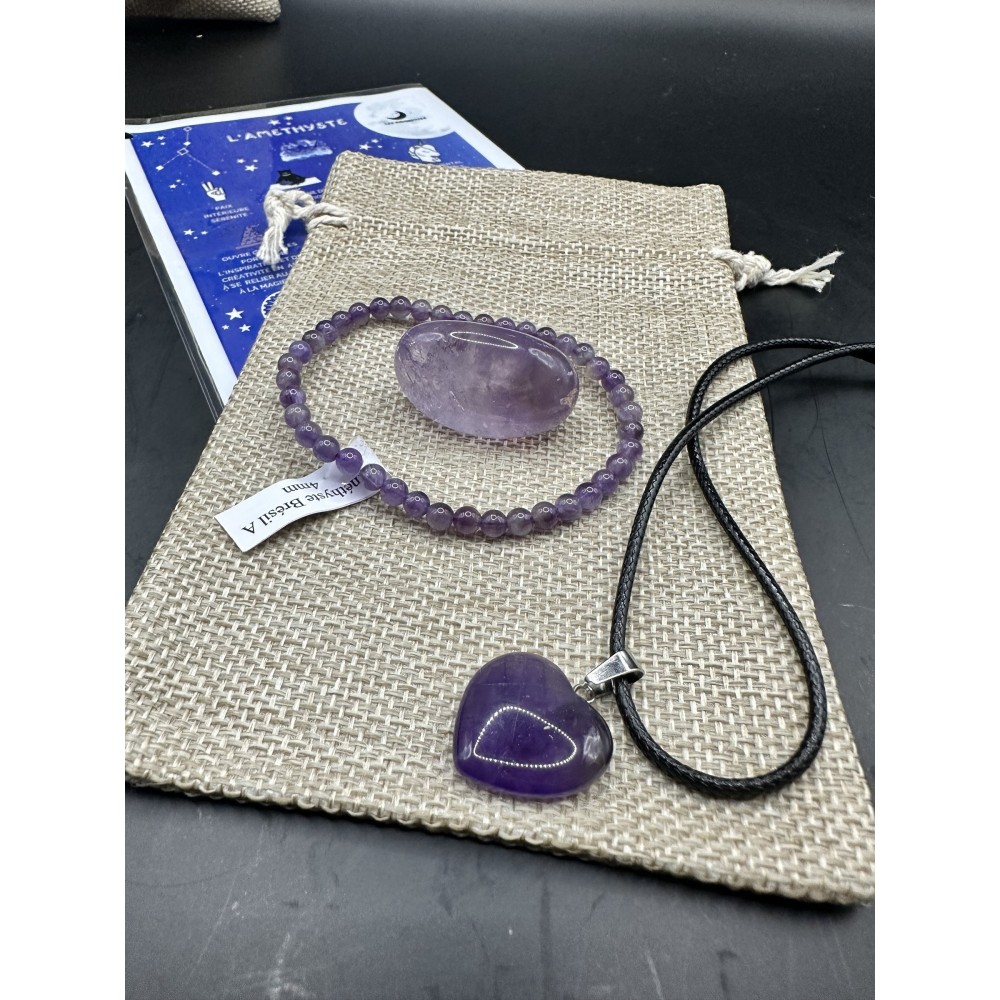 Pochon prêt à offrir Améthyste Pierre Naturelle de lithothérapie