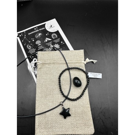 Pochon prêt à offrir Obsidienne Pierre Naturelle de lithothérapie