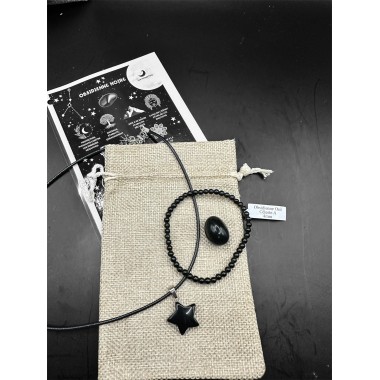 Pochon prêt à offrir Obsidienne Pierre Naturelle de lithothérapie