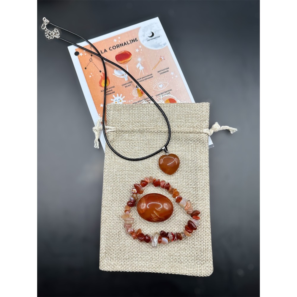 Pochon prêt à offrir Cornaline Pierre Naturelle de lithothérapie