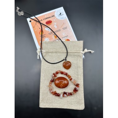 Pochon prêt à offrir Cornaline Pierre Naturelle de lithothérapie