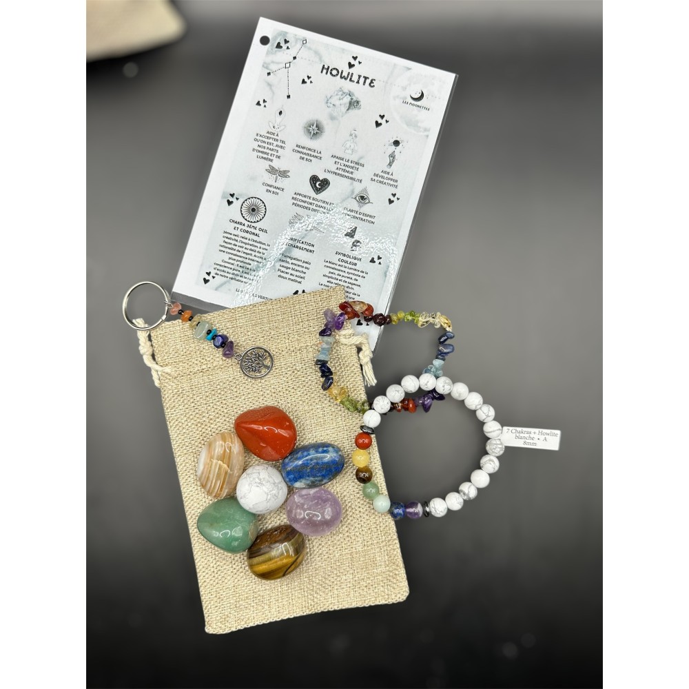 Pochon prêt à offrir 7 chakras Pierres Naturelles de lithothérapie