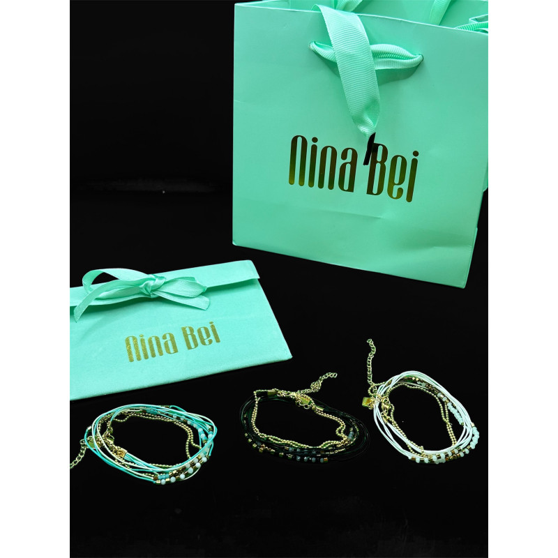 Bracelet 3 rangs perles Miyuki et cordon tissus blanc et hématite