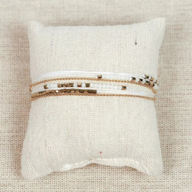 Bracelet 3 rangs perles Miyuki et cordon tissus blanc et hématite