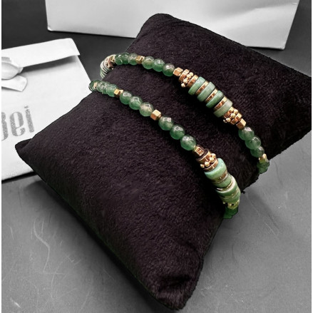 collier perles facettées Aventurine et hématite