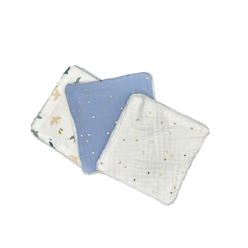 Coton Lavable - lot de 3 assortis - Ecologique - Blue Bird