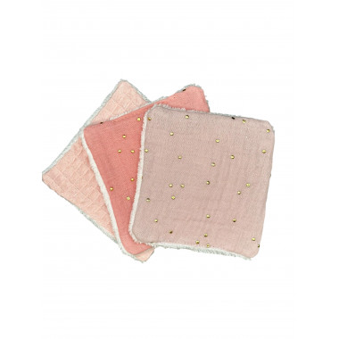 Coton Lavable - lot de 3 assortis - Ecologique - Matin Rose