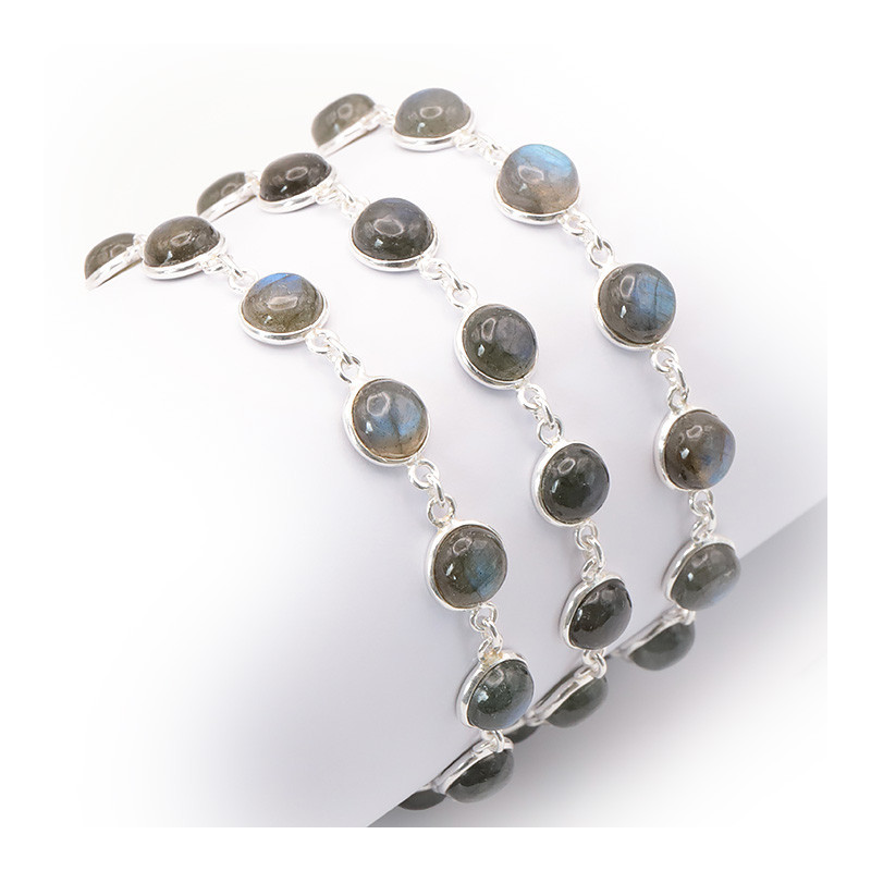 Bracelet Labradorite & Argent 925 - 17/21cm - Qualité AA+