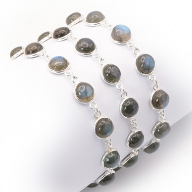 Bracelet Labradorite & Argent 925 - 17/21cm - Qualité AA+