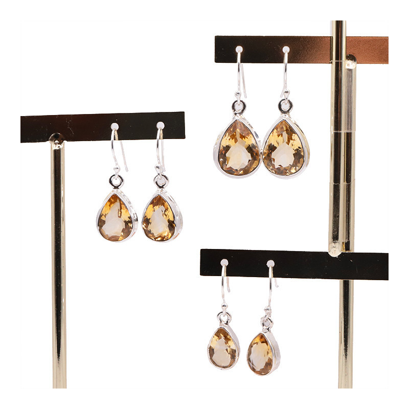 Boucles d'oreilles Citrine & Argent 925  - Qualité AAA