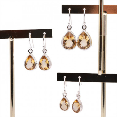 Boucles d'oreilles Citrine & Argent 925  - Qualité AAA