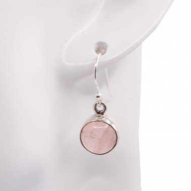 Boucles d'oreilles Quartz rose & Argent 925 - 4.30g - Qualité AA+