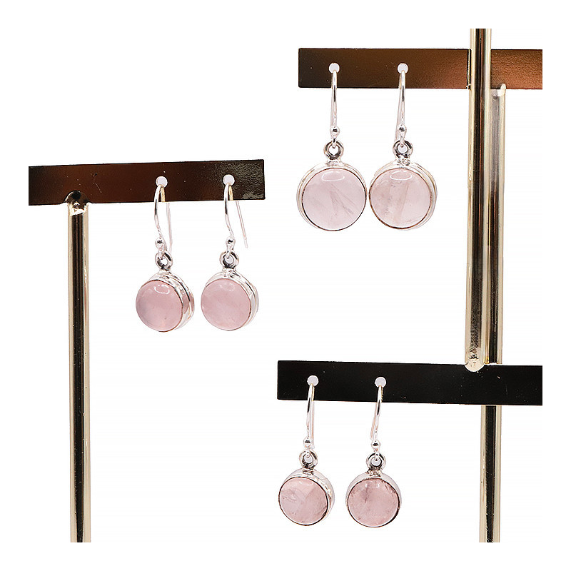 Boucles d'oreilles Quartz rose & Argent 925 - 4.30g - Qualité AA+