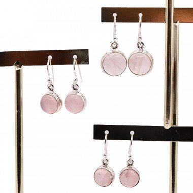 Boucles d'oreilles Quartz rose & Argent 925 - 4.30g - Qualité AA+