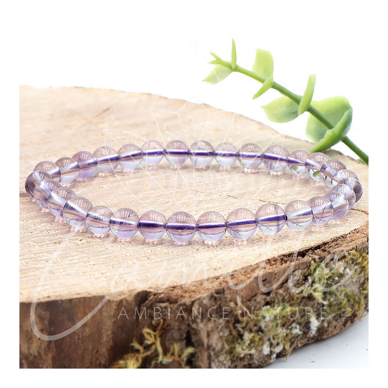 Bracelet Boule 06mm  Améthyste- 16/18cm - Qualité AAA