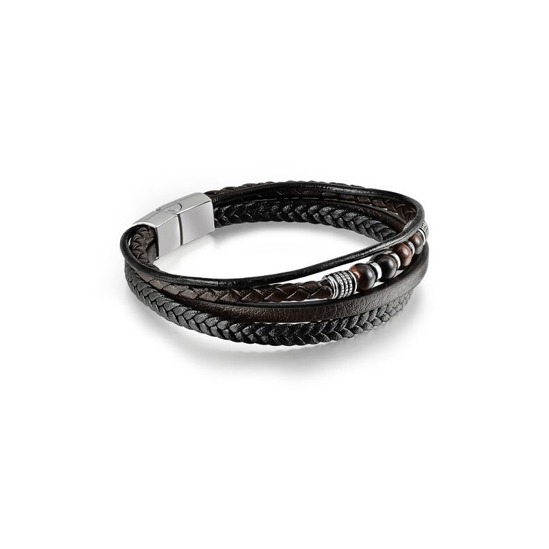 Bracelet Homme Cuir & Pierres naturelles Oeil de tigre