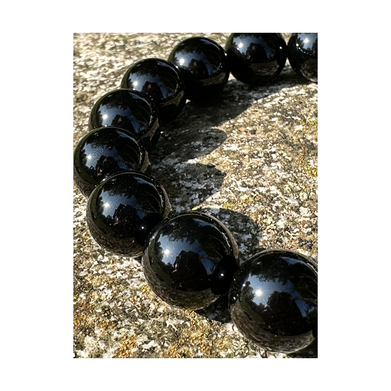 Bracelet boule Onyx- Perles 12 mm