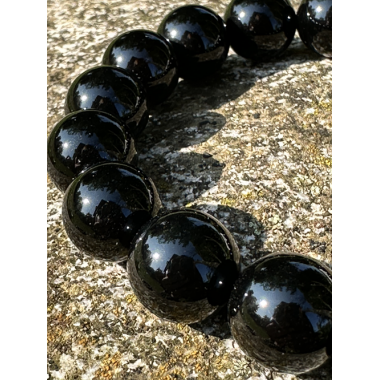 Bracelet boule Onyx- Perles 12 mm