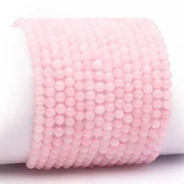 Bracelet Boule 04mm  Quartz rose- 16/18cm - Qualité A