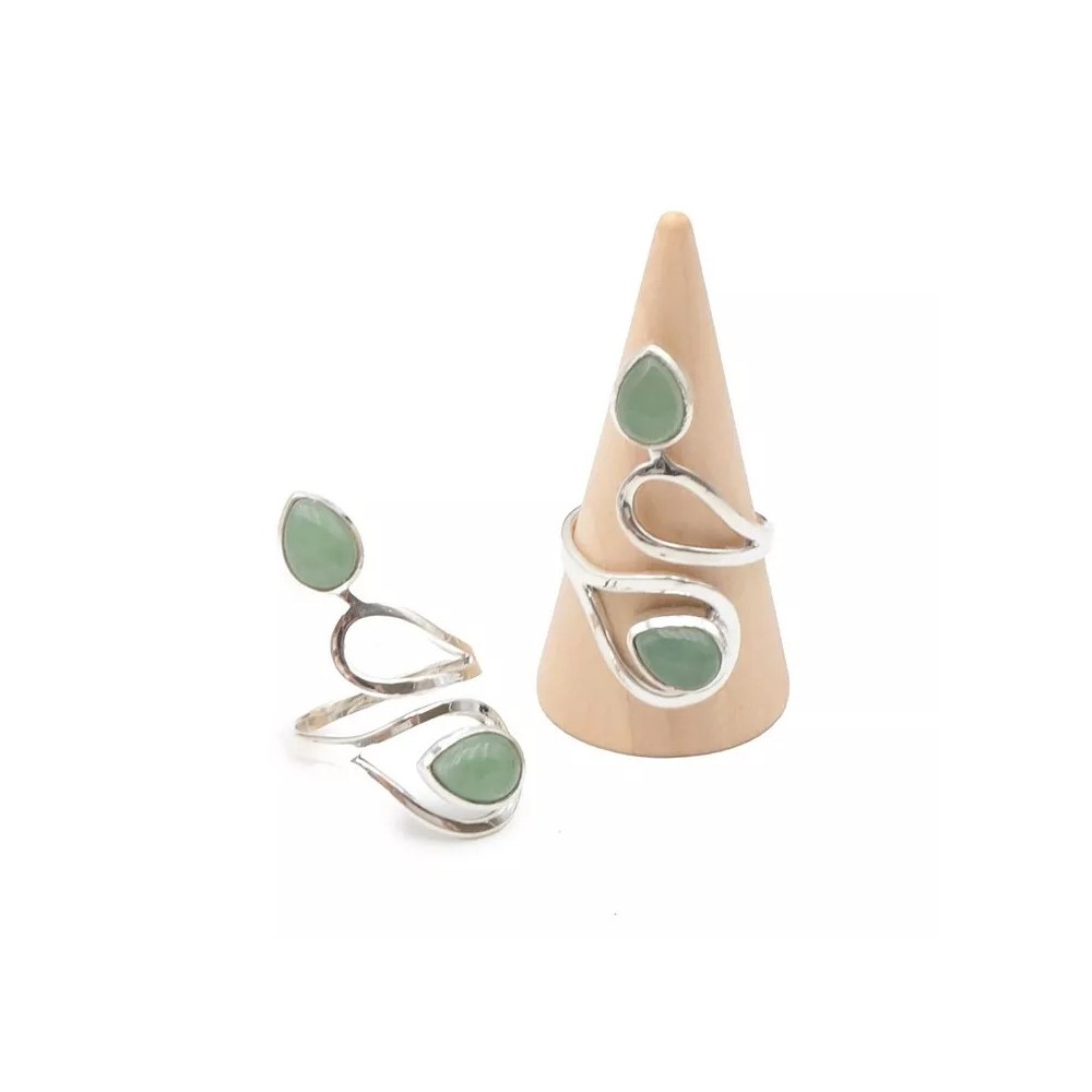 Bague argent et Aventurine verte - taille réglable
