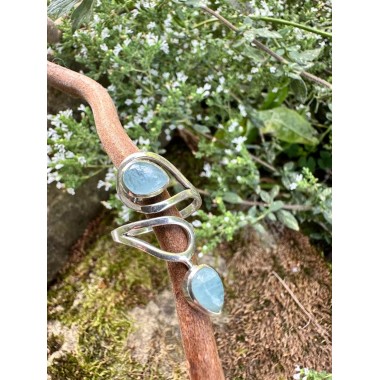 Bague argent et Aigue marine - taille réglable