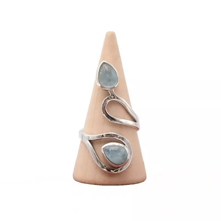 Bague argent et Aigue marine - taille réglable