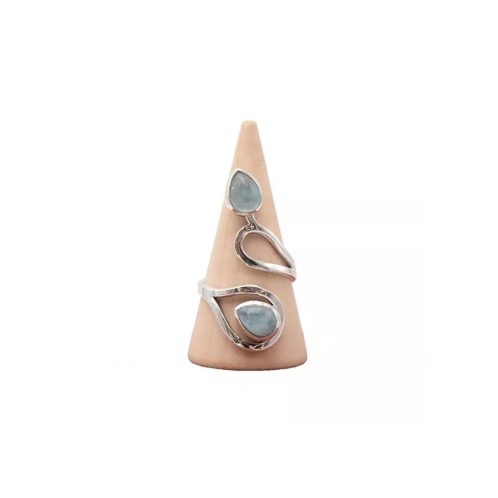 Bague argent et Aigue marine - taille réglable
