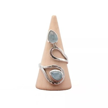 Bague argent et Aigue marine - taille réglable