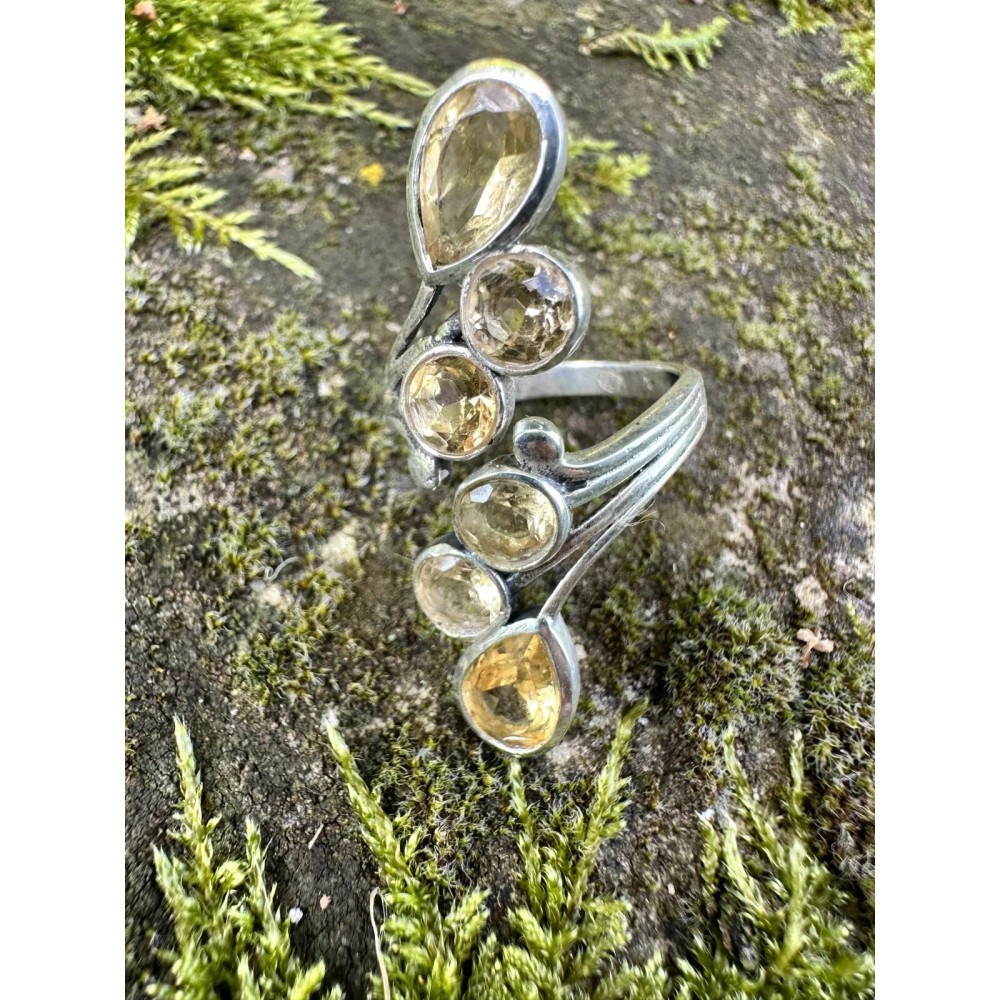 Bague argent et Citrine - taille réglable