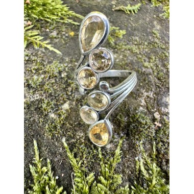 Bague argent et Citrine - taille réglable