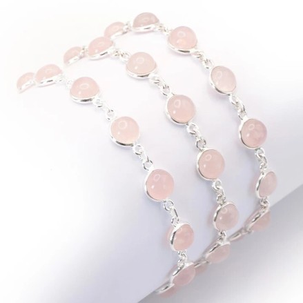 Bracelet argent et Quartz rose