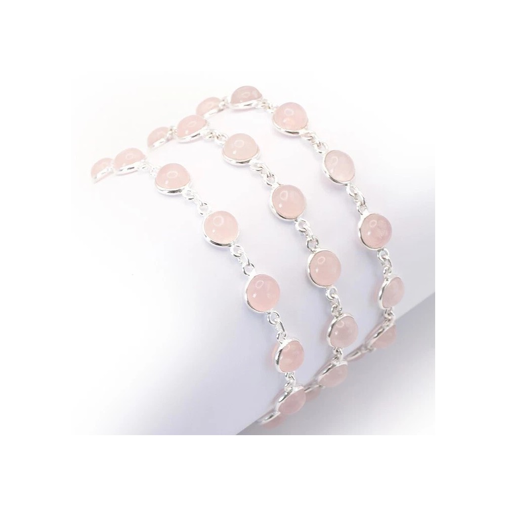Bracelet argent et Quartz rose Bracelet argent et Quartz rose