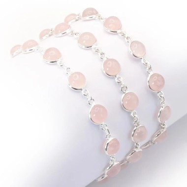 Bracelet argent et Quartz rose