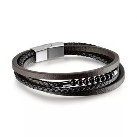 Bracelet homme cuir et pierres naturelles