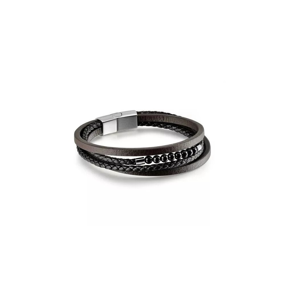 Bracelet homme cuir et pierres naturelles