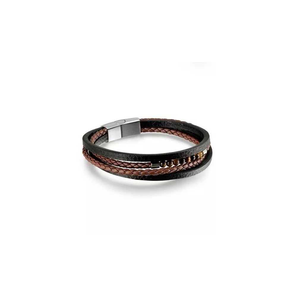 Bracelet homme cuir et pierres naturelles