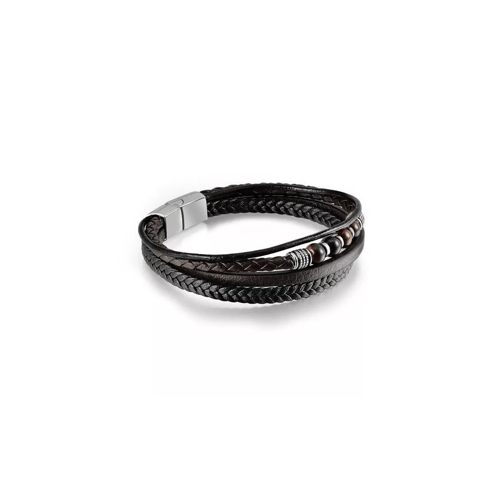 Bracelet homme cuir et pierres naturelles