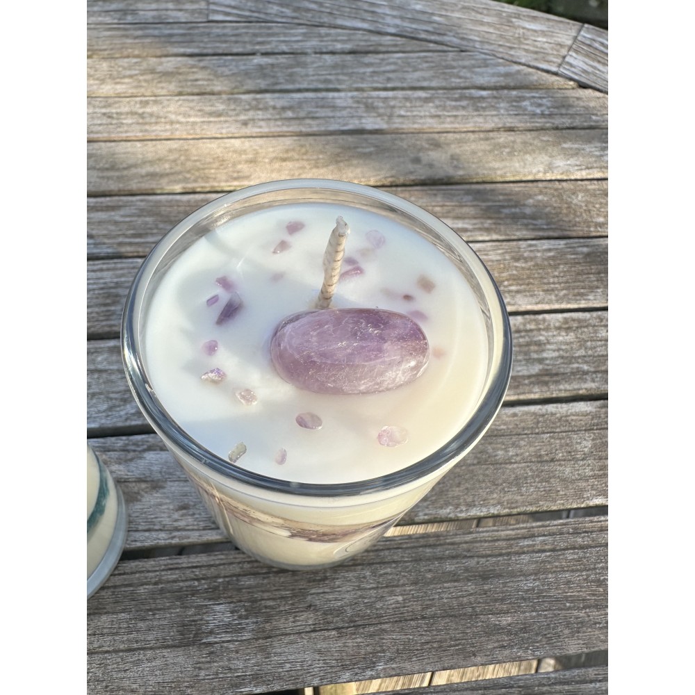 Bougie Parfumée Minérale Améthyste - Thé Chai Latté-  250g