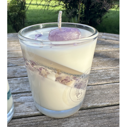 Bougie Parfumée Minérale Améthyste - Thé Chai Latté-  250g