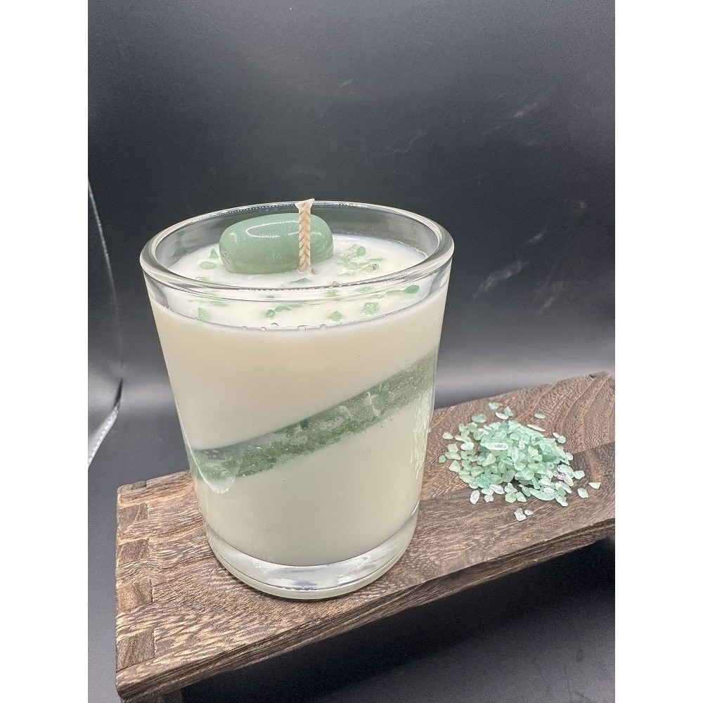 Bougie Parfumée Collection" la Minérale" Aventurine verte -  240g