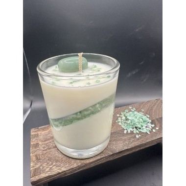 Bougie Parfumée Collection" la Minérale" Aventurine verte -  240g