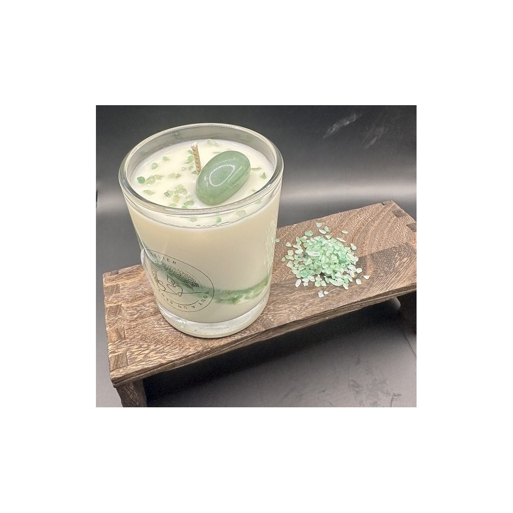 Bougie Parfumée Collection" la Minérale" Aventurine verte -  240g