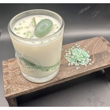 Bougie Parfumée Collection" la Minérale" Aventurine verte -  240g