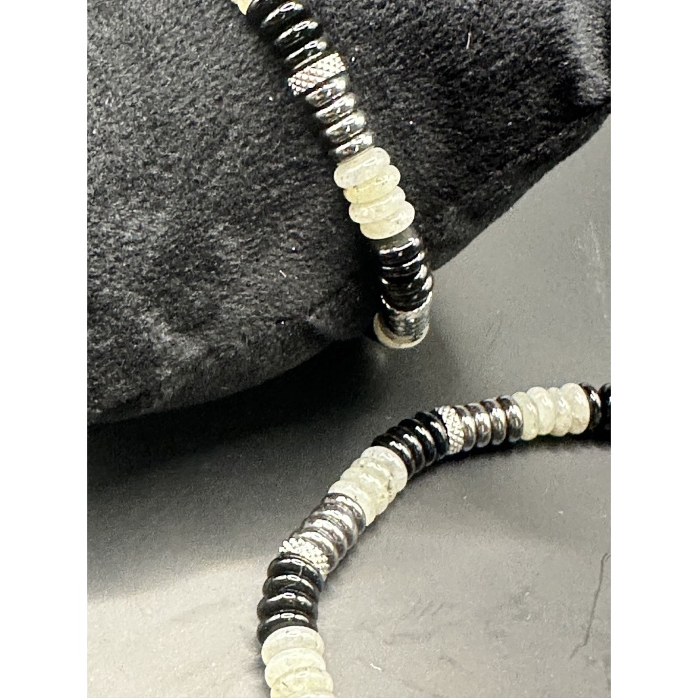 Bracelet homme pierres naturelles et acier