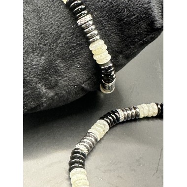 Bracelet homme pierres naturelles et acier