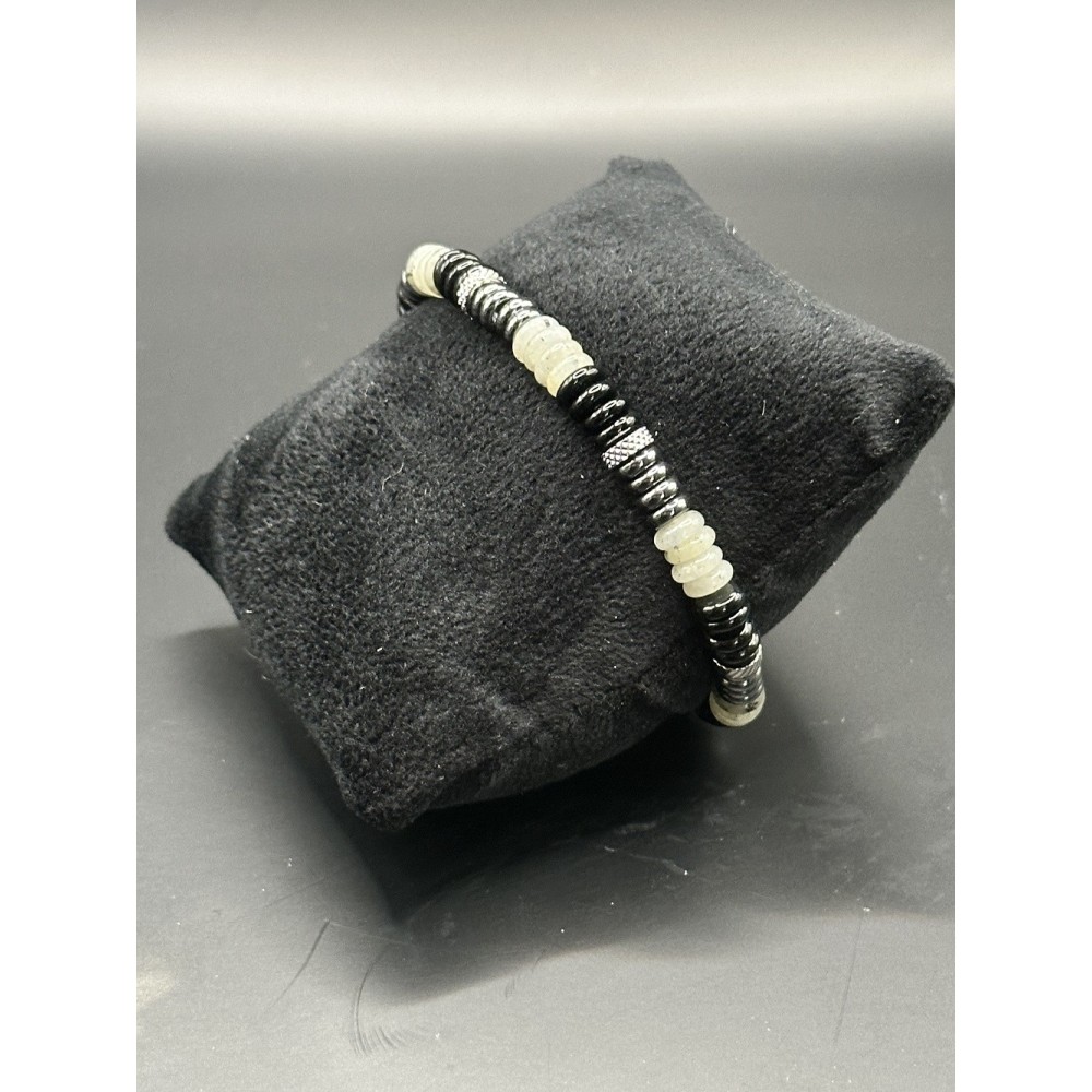 Bracelet homme pierres naturelles et acier