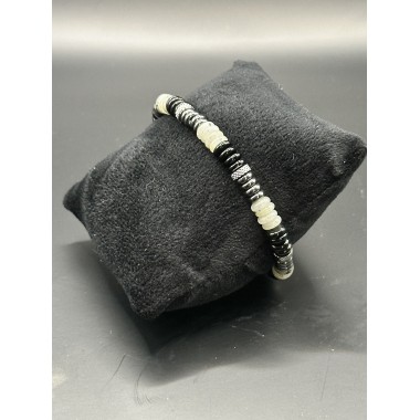 Bracelet homme pierres naturelles et acier