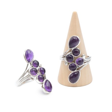 Bague argent et Améthyste - taille réglable