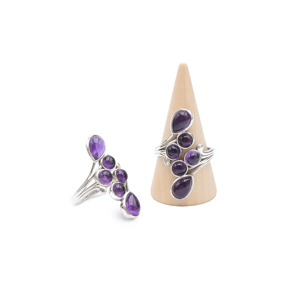 Bague argent et Améthyste - taille réglable